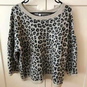 Cheetah Print Scoop Neck Sweater